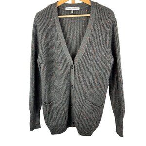 Cupcakes and Cashmere Grey Pink Marled Cardigan Sweater EUC Sz S w/ Pockets